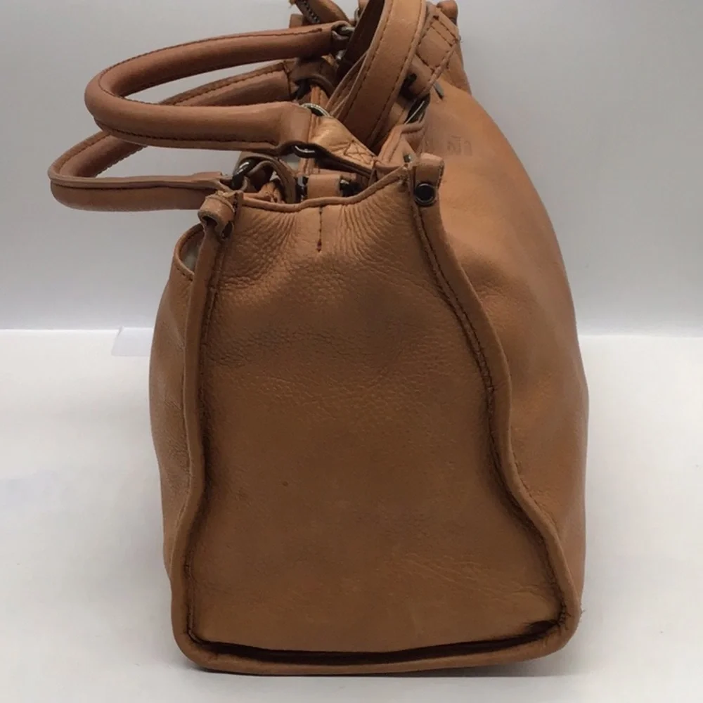 American Leather Co Caramel Brown Pebble Leather Shoulder Bag - Picture 6 of 13